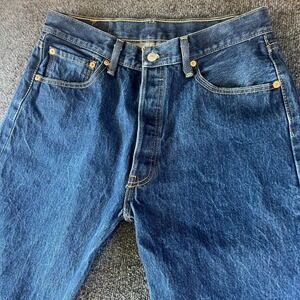 Levi's 501 Straight Leg Jeans Mens 31x29 Blue Denim Cotton Stretch Mid Rise